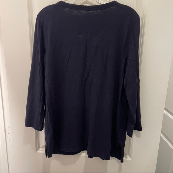 Talbots Super Soft Embroidered 3/4 Sleeve Cotton Blend Jersey Shirt Size… - Picture 2 of 11
